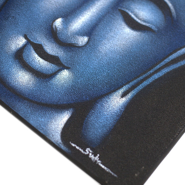 Buddha Gemälde Blau Sand Finish