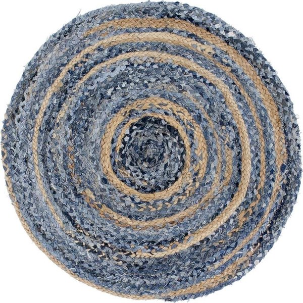 Runder Teppich aus Jute & Denim 90cm