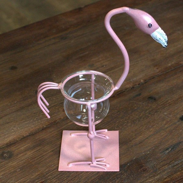 Blumentopf Rosa Metall Flamingo 2