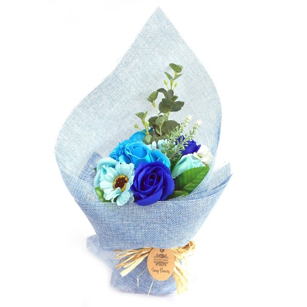 Stehender Seifenblumenstrauß blau