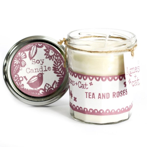 Marmeladenglas Kerze Tea and Roses