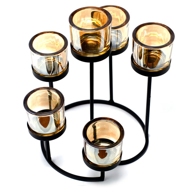 Kerzenhalter aus Eisen 6 Tassen Kreis Baum