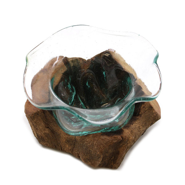 Geschmolzenes Glas auf Holz dekorative Schale