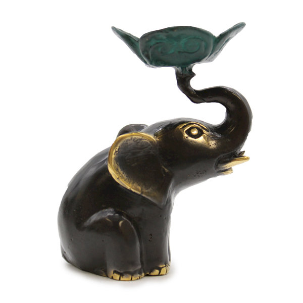 Kleiner antiker Kerzenhalter Elefant