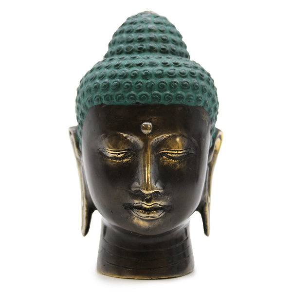 Großer antiker Buddha Kopf aus Messing